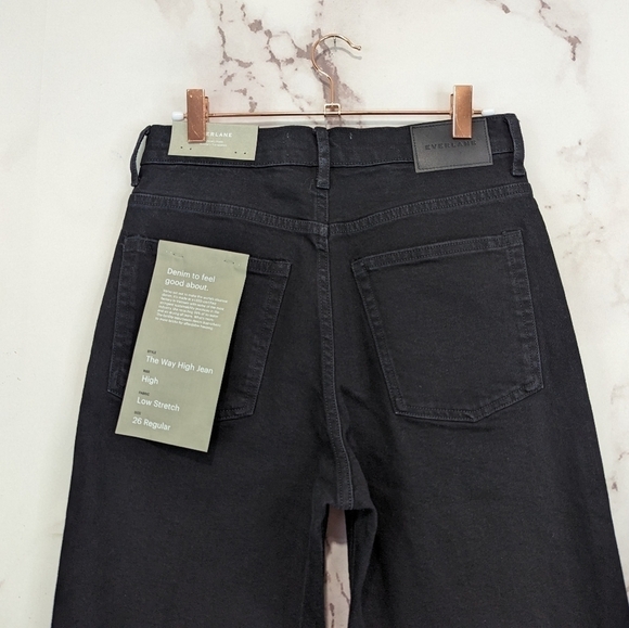 Everlane Jean Black The Way High Coal Straight Fray Raw Hem Crop Denim - Picture 8 of 14